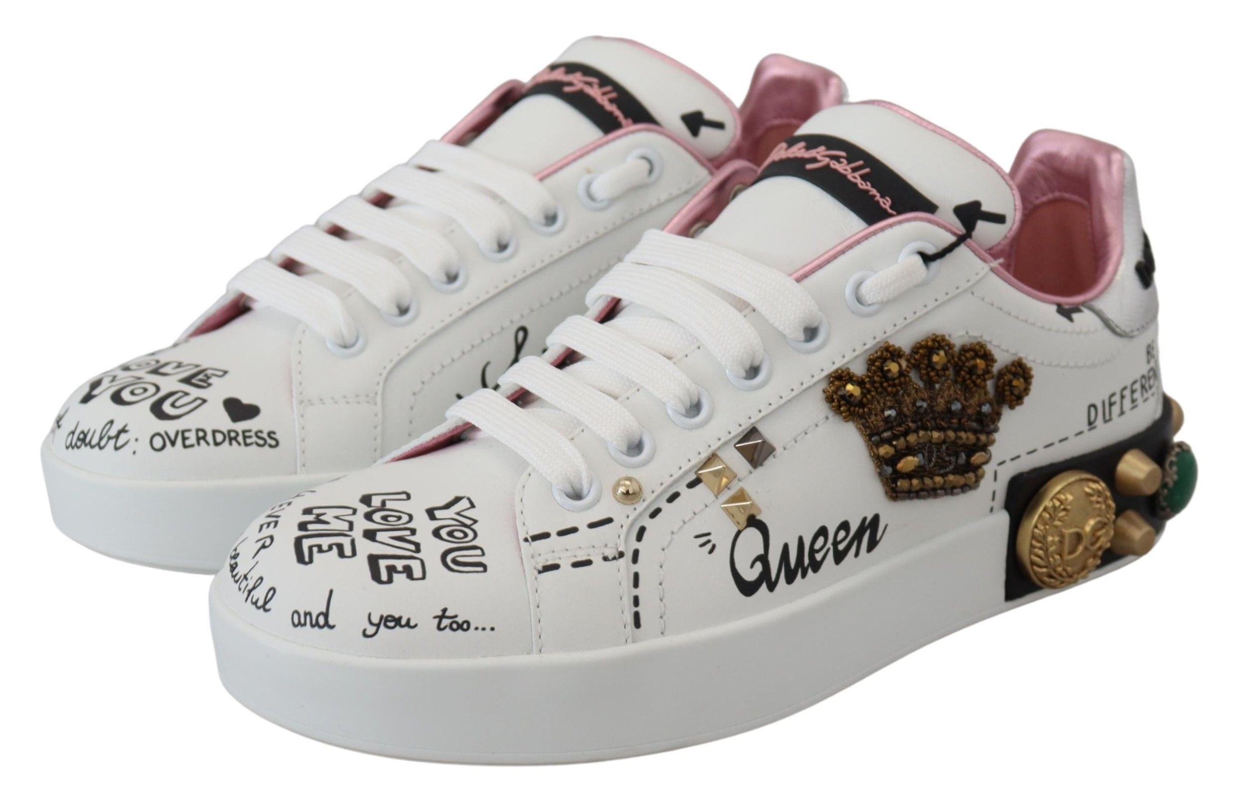 Dolce & Gabbana Queen Crown Schicke Ledersneakers