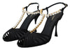 Dolce &amp; Gabbana Elegante Pumps mit T-Riemchen aus Seidenmischung mit Kristallen