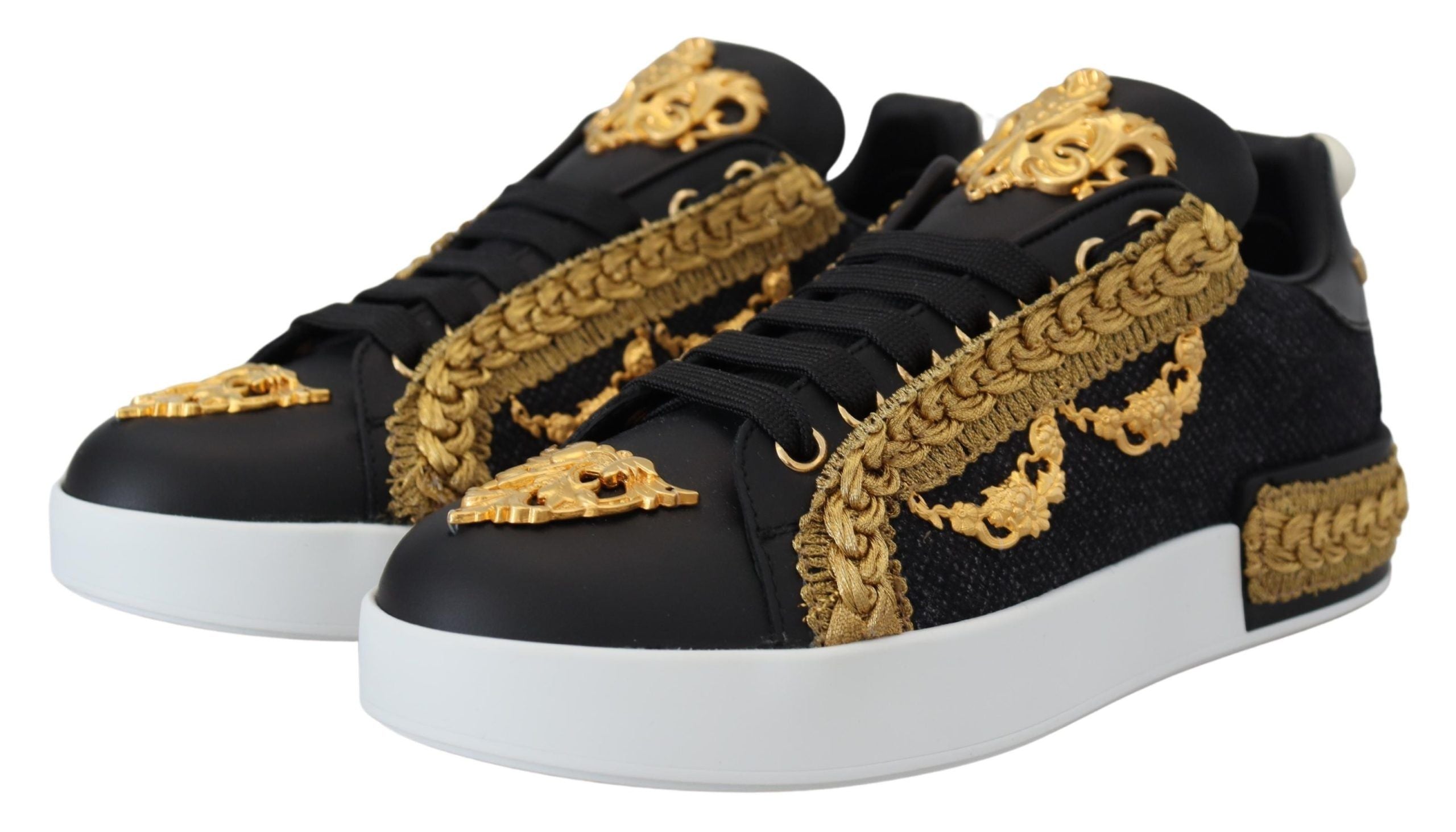 Dolce & Gabbana – Elegante Portofino-Sneaker aus schwarzem Leder