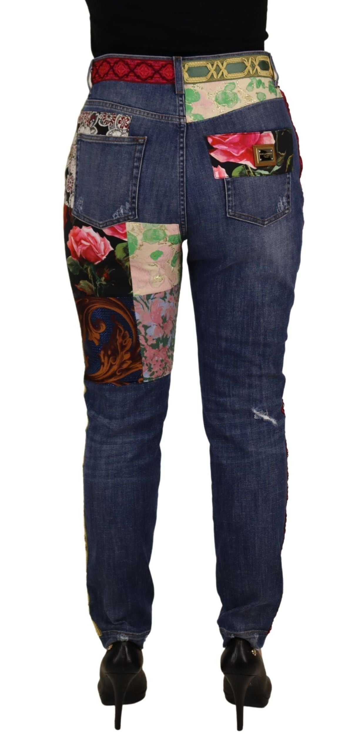 Dolce & Gabbana – Skinny-Jeans mit Patchwork-Muster und hoher Taille