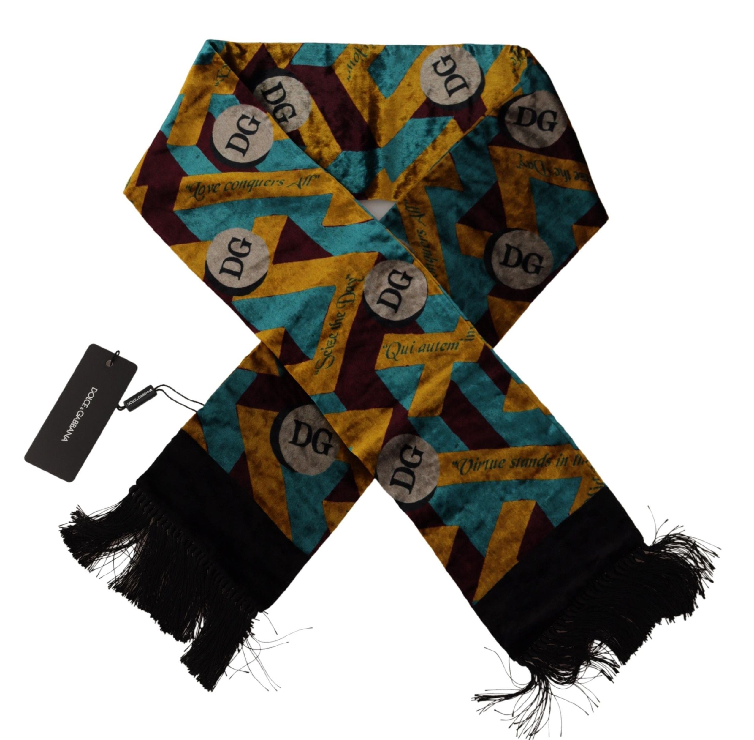 Foulard élégant en soie mélangée multicolore Dolce & Gabbana pour homme