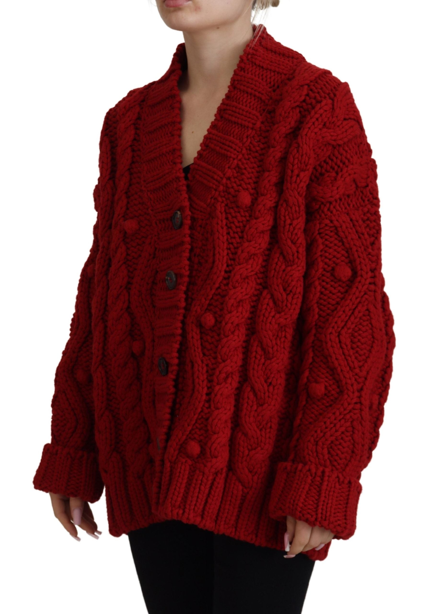 Dolce & Gabbana Eleganter roter Cardigan aus Schurwolle