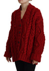 Dolce &amp; Gabbana Eleganter roter Cardigan aus Schurwolle