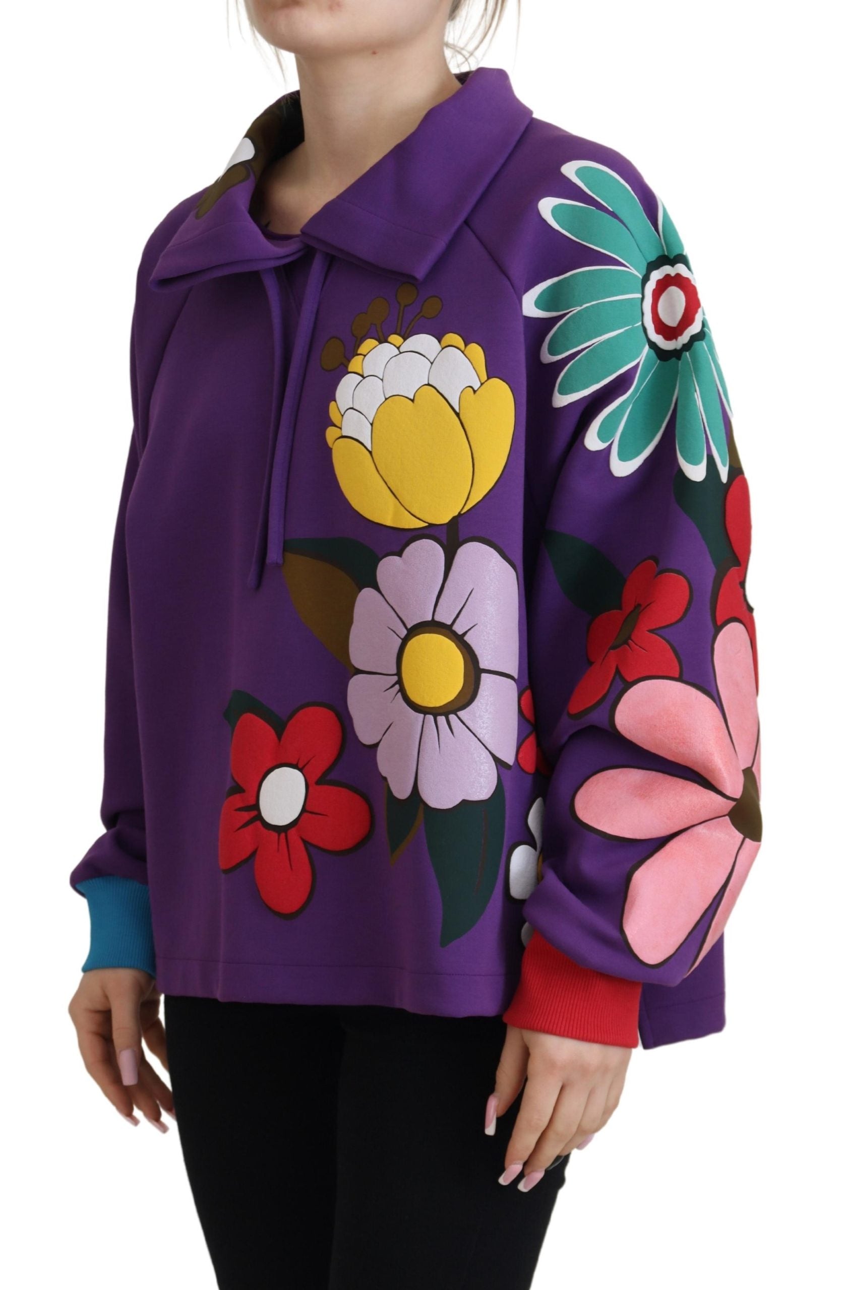 Dolce & Gabbana Eleganter lila Pullover mit Blumenmuster