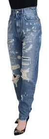 Dolce & Gabbana Chic Tattered Denim Pants - Indigo Essence