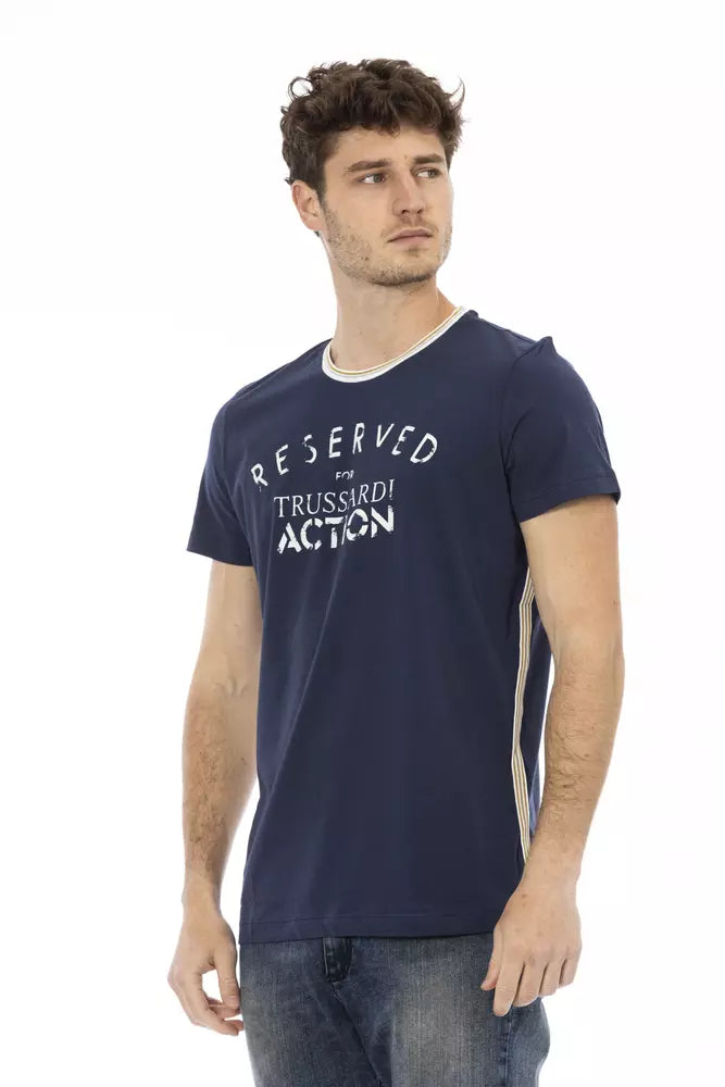 Trussardi Action Blaues Baumwoll-T-Shirt für Herren