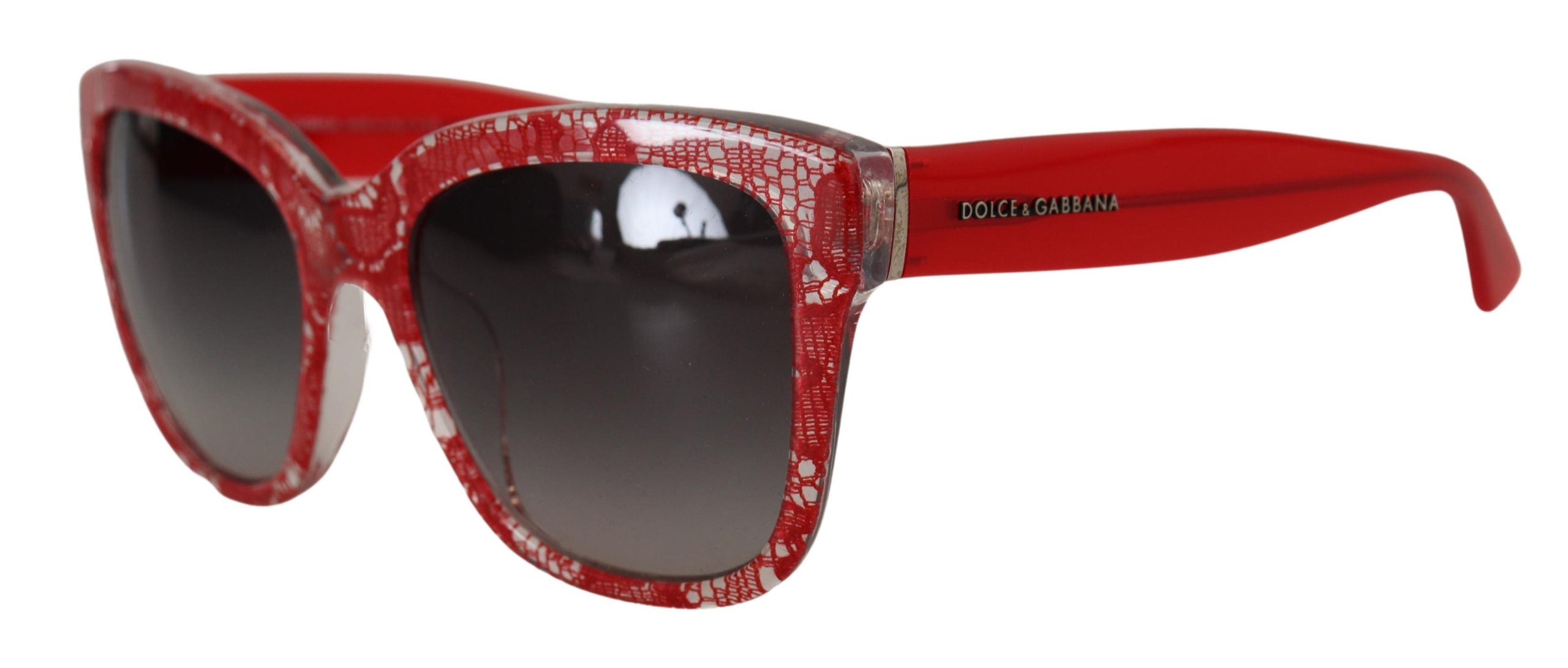 Dolce & Gabbana Chic Red Lace-Inspired Designer Sunglasses