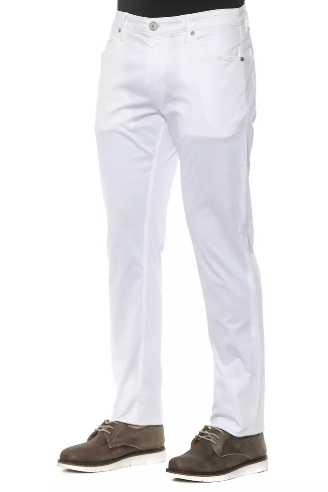 PT Torino White Cotton Men Slim Trouser