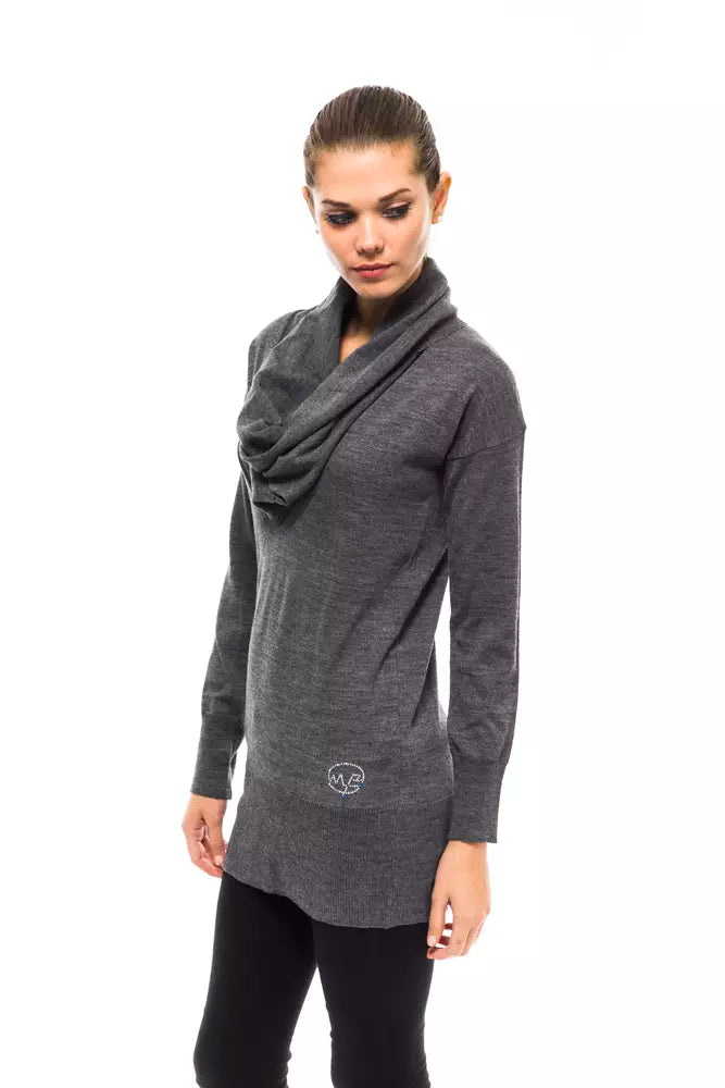 Montana Blu Grauer Wollpullover für Damen