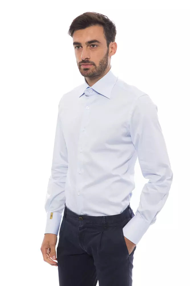 Billionaire Italian Couture Light Blue Cotton Men Shirt