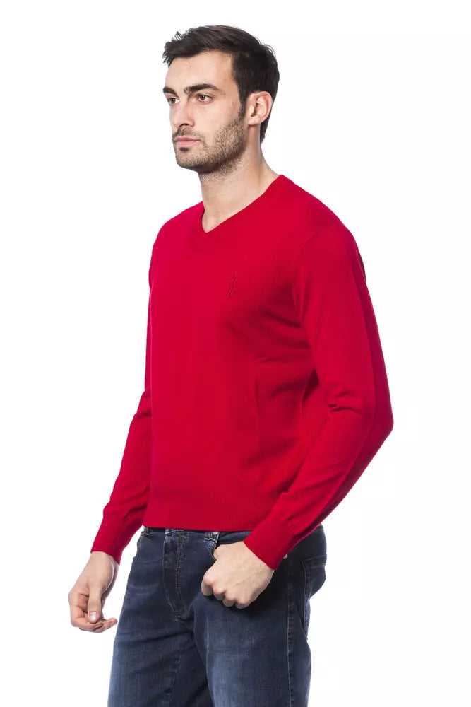 Pull en laine mérinos rouge pour homme Billionaire Italian Couture