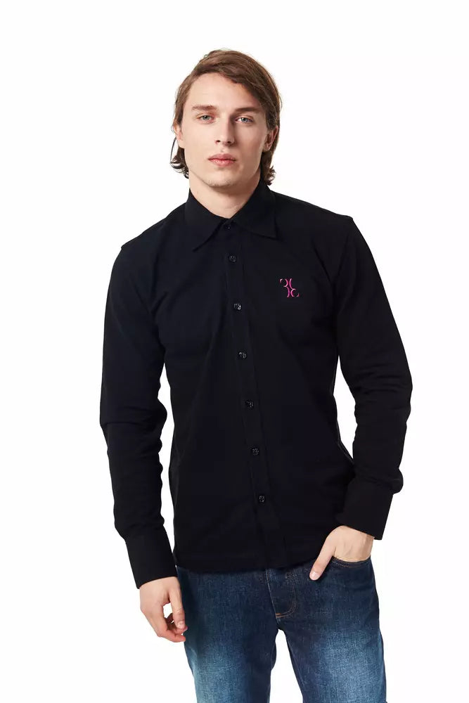 Billionaire Italian Couture Black Cotton Men Shirt