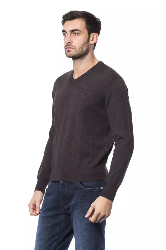 Pull en laine mérinos marron pour homme Billionaire Italian Couture