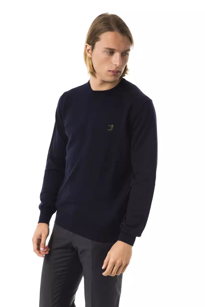 Pull homme en laine mérinos bleu Uominitaliani