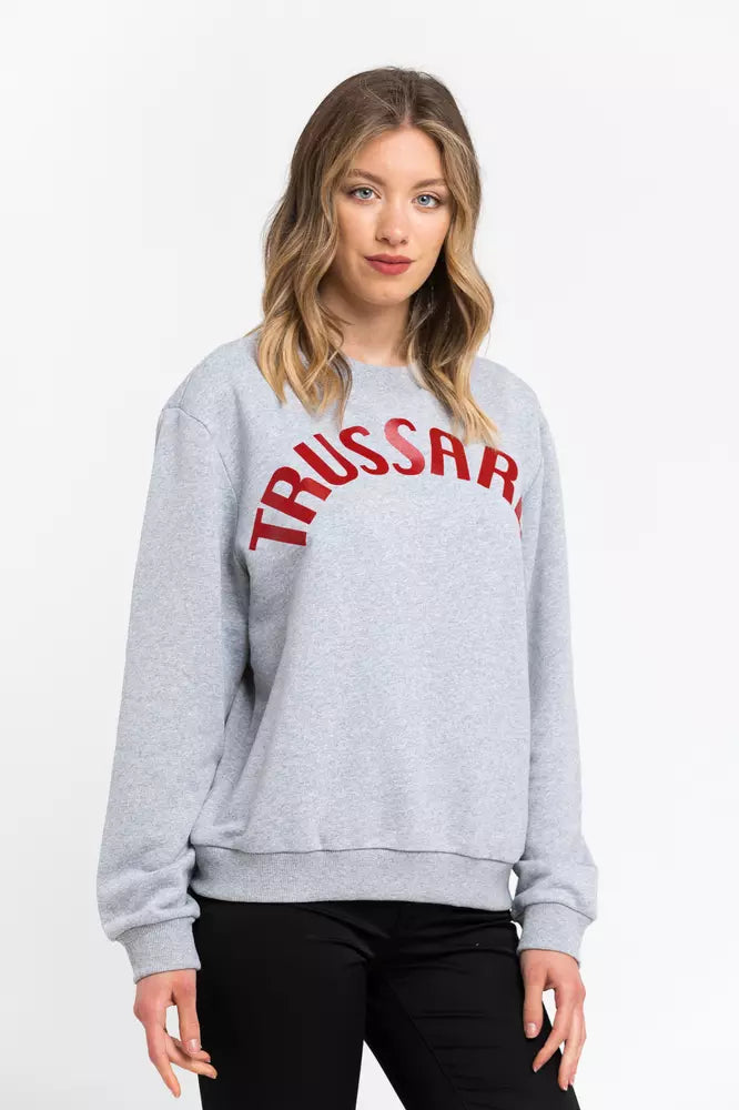 Trussardi Grauer Baumwollpullover für Damen