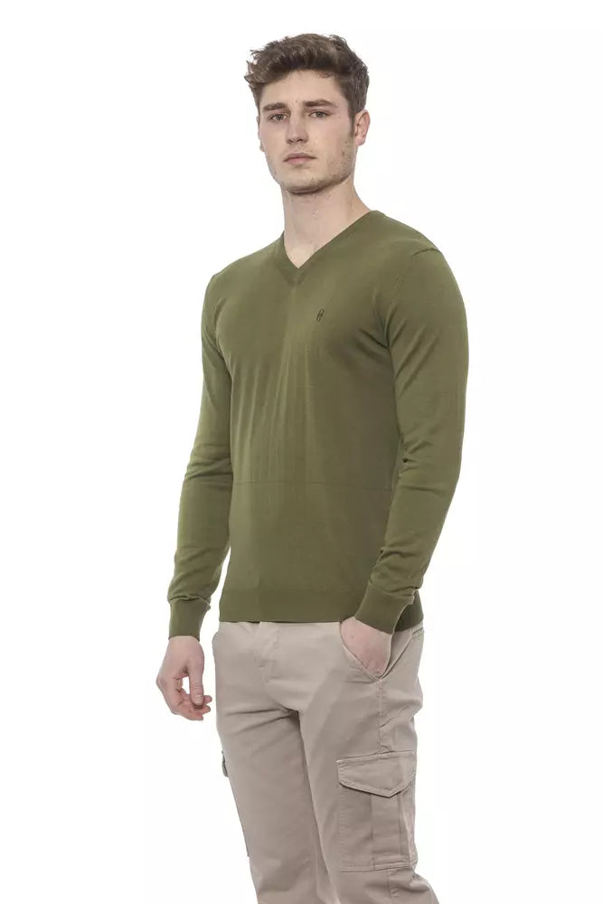 Conte of Florence Green Cotton Men Sweater