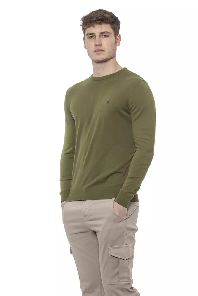 Conte of Florence Green Cotton Men Sweater