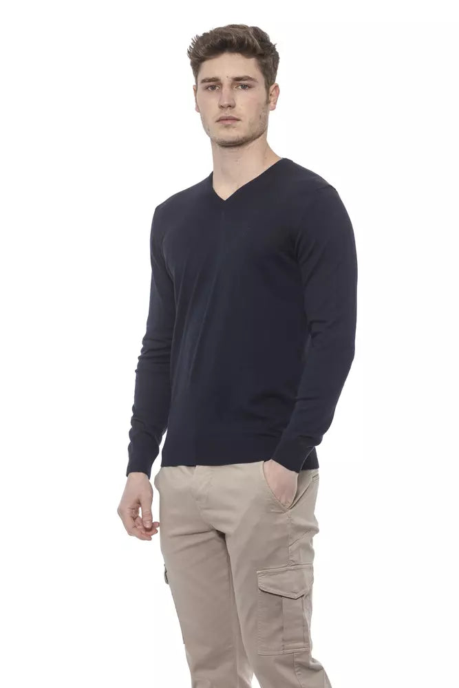 Conte of Florence Blue Cotton Men Sweater