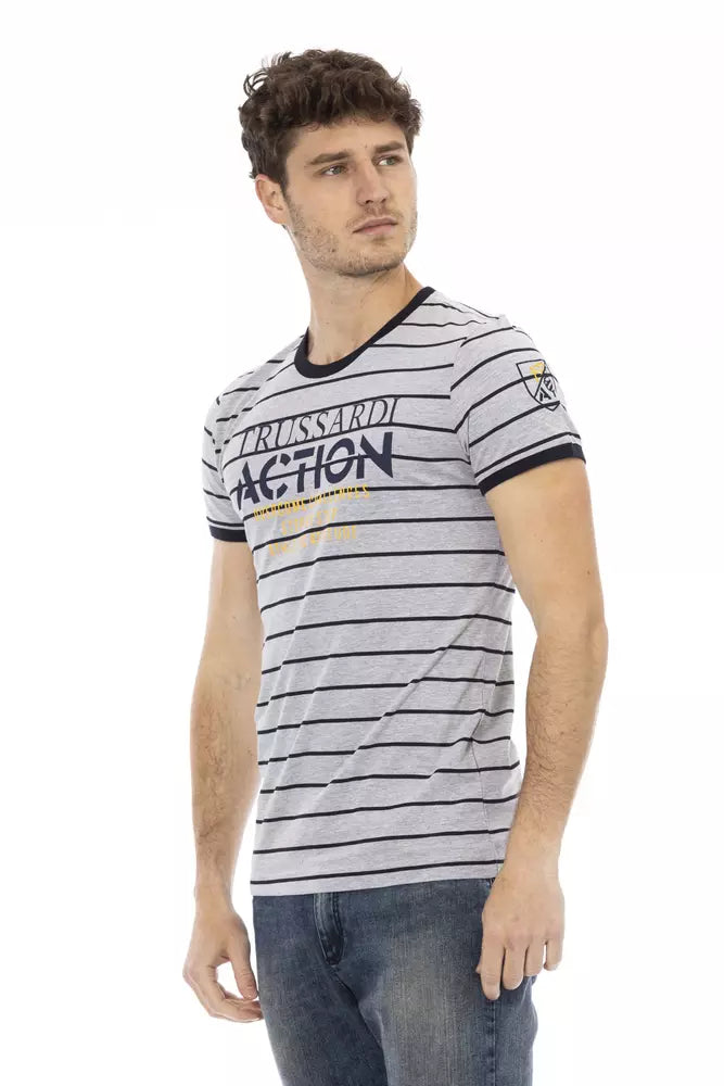 Trussardi Action Graues Baumwoll-T-Shirt für Herren