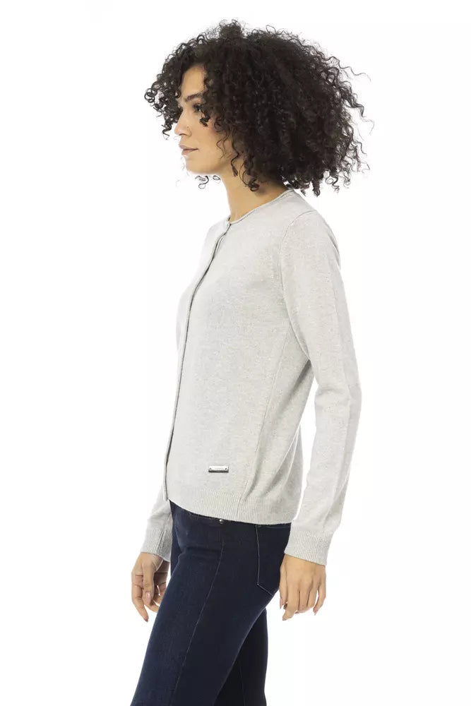 Baldinini Trend Grauer Wollpullover für Damen