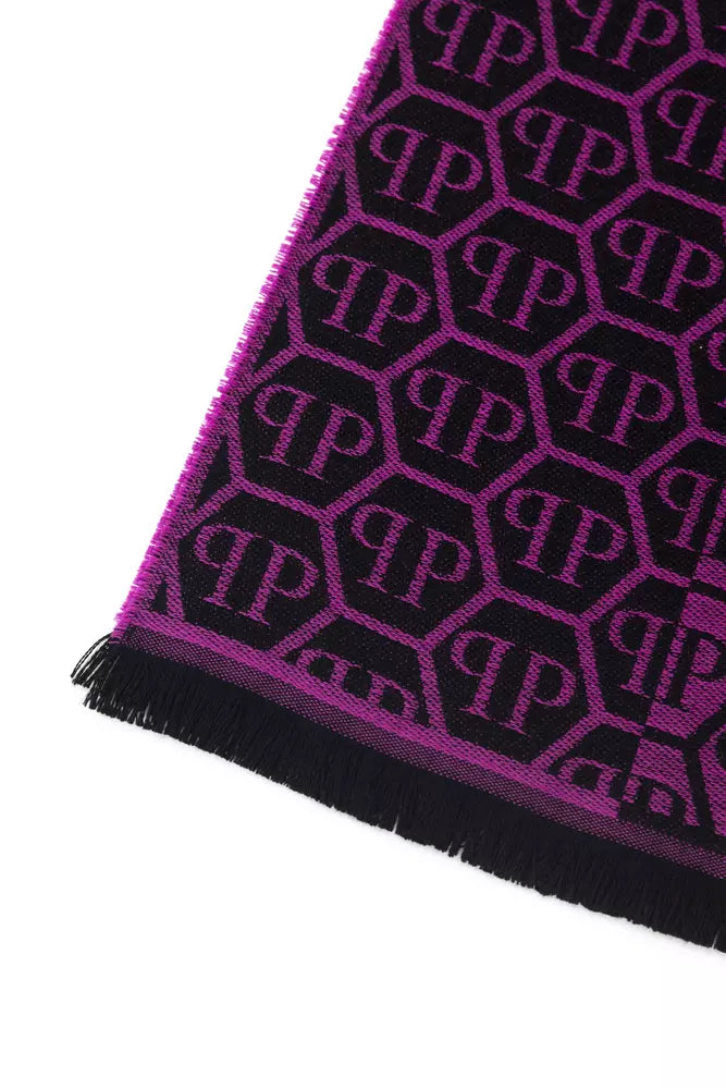 Philipp Plein Purple Wool Men Scarf