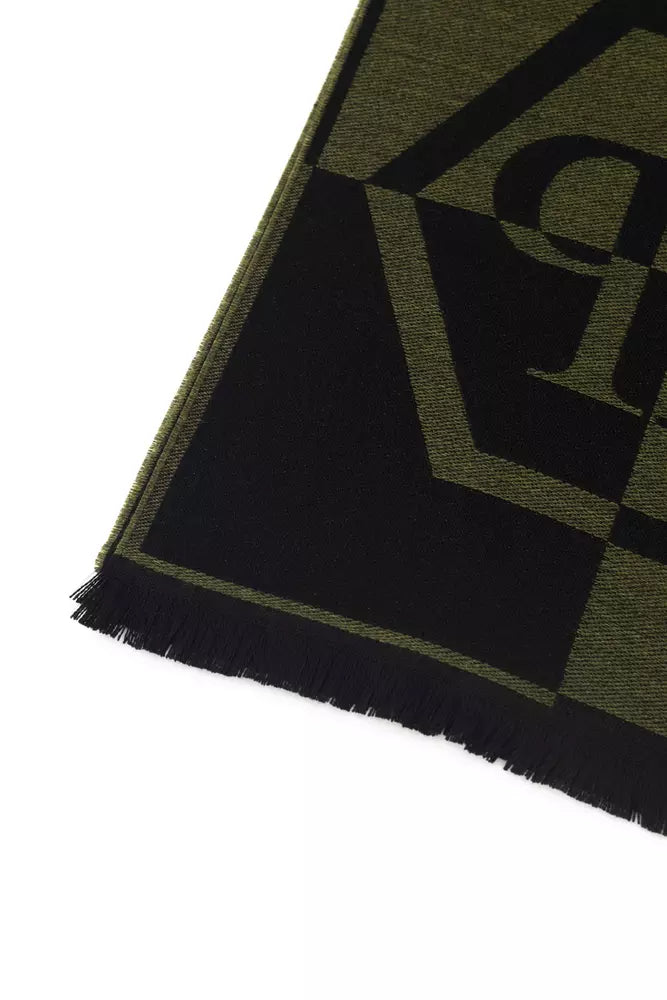 Philipp Plein Green Wool Men Scarf