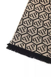 Philipp Plein Elegant Monogram Fringed Scarf