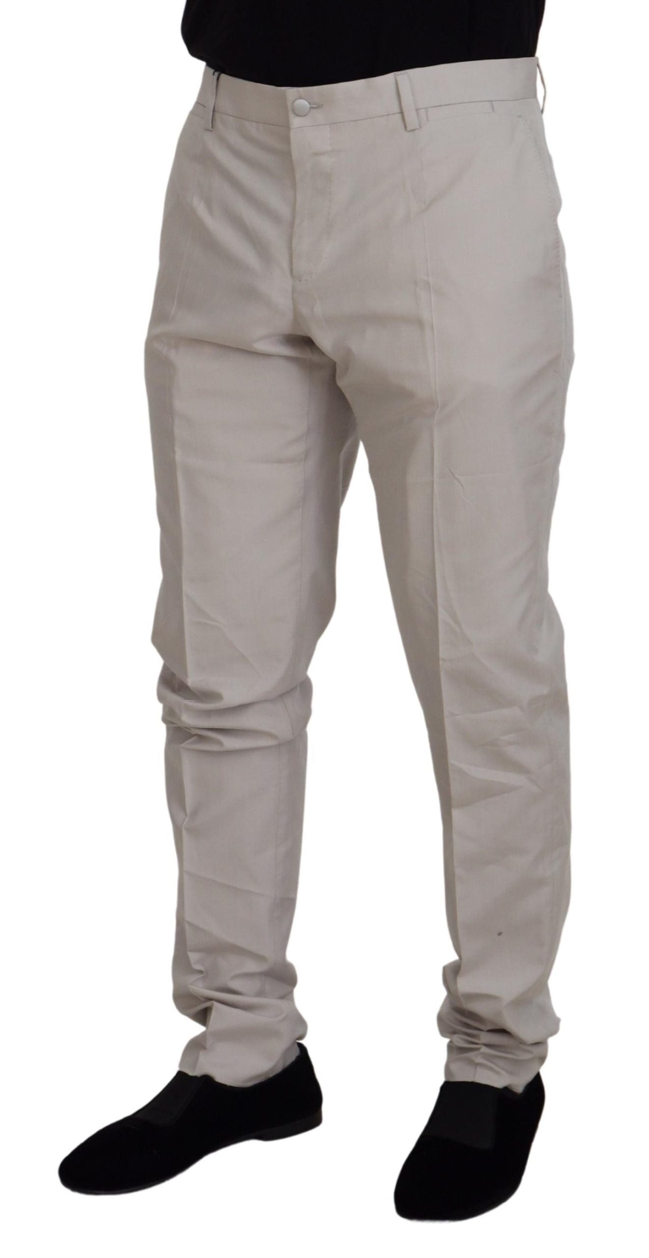 Pantalon élégant en soie mélangée blanc cassé Dolce & Gabbana