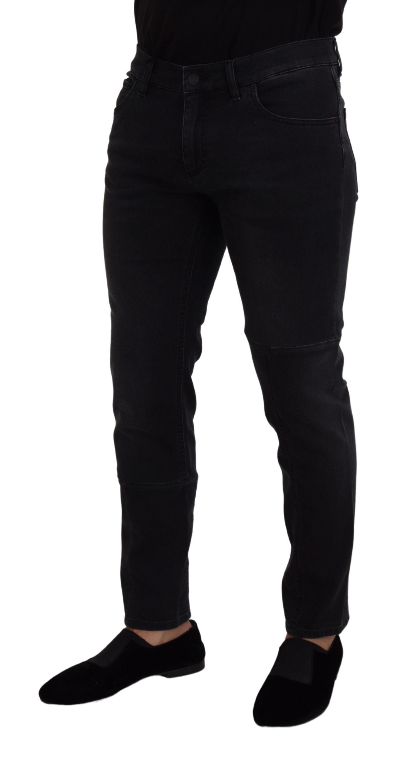 Pantalon en denim noir élégant en coton mélangé Dolce & Gabbana