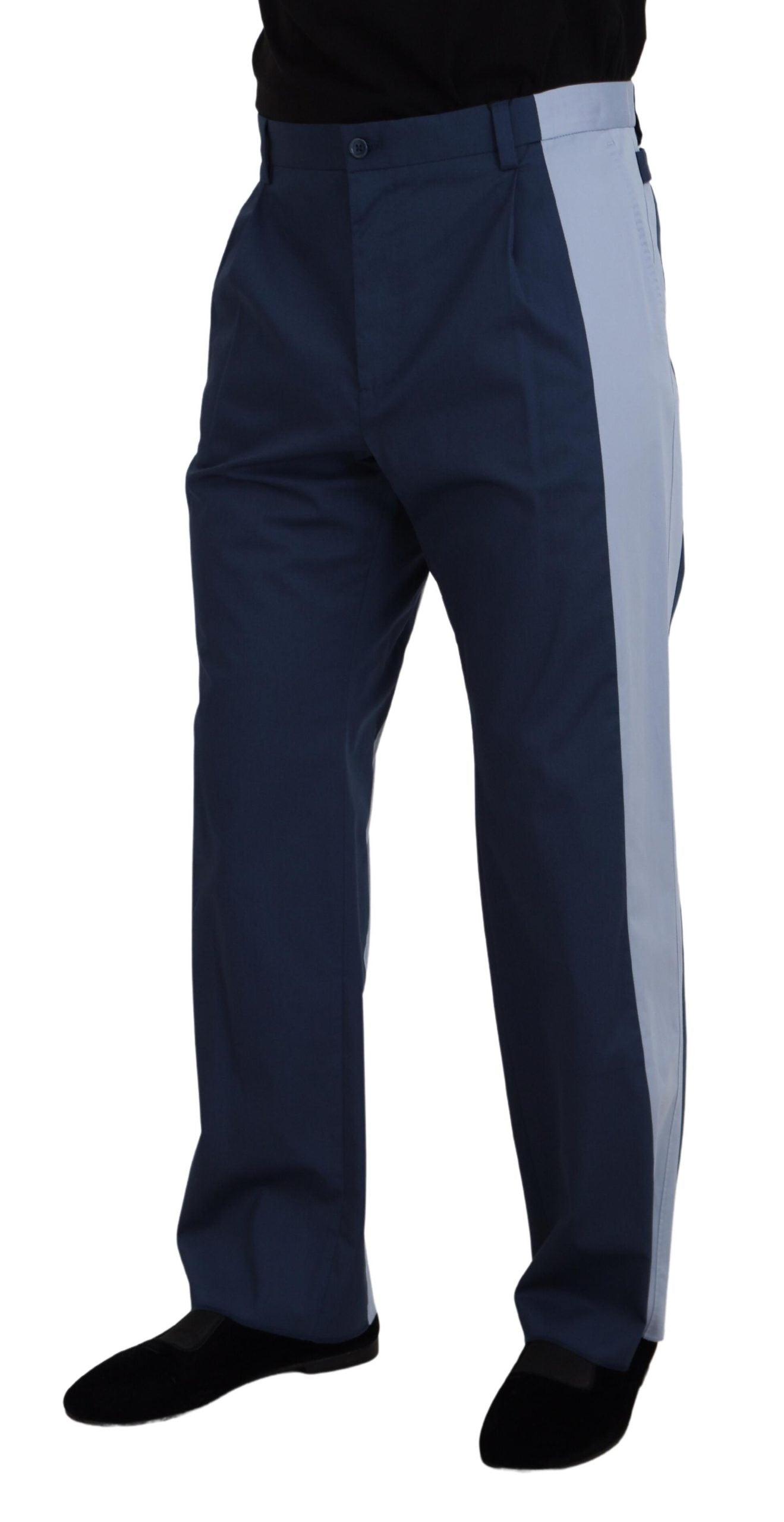 Pantalon élégant en coton mélangé bleu Dolce & Gabbana pour homme