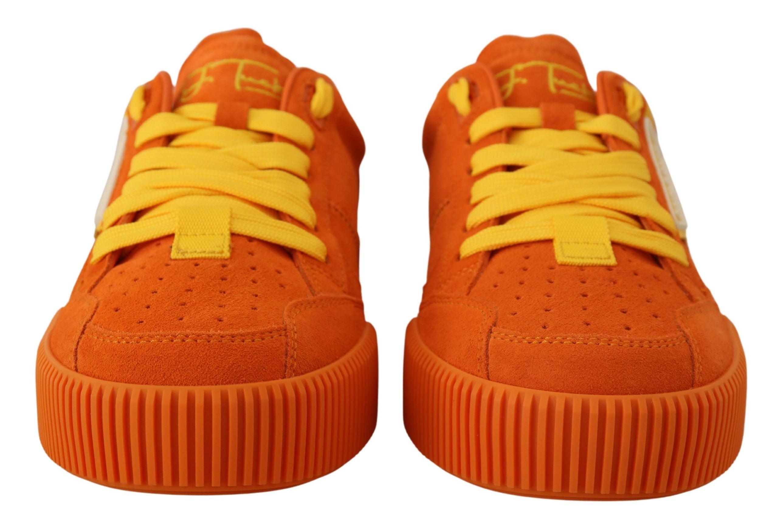 Dolce & Gabbana Schicke orange Wildleder-Schnürsneaker