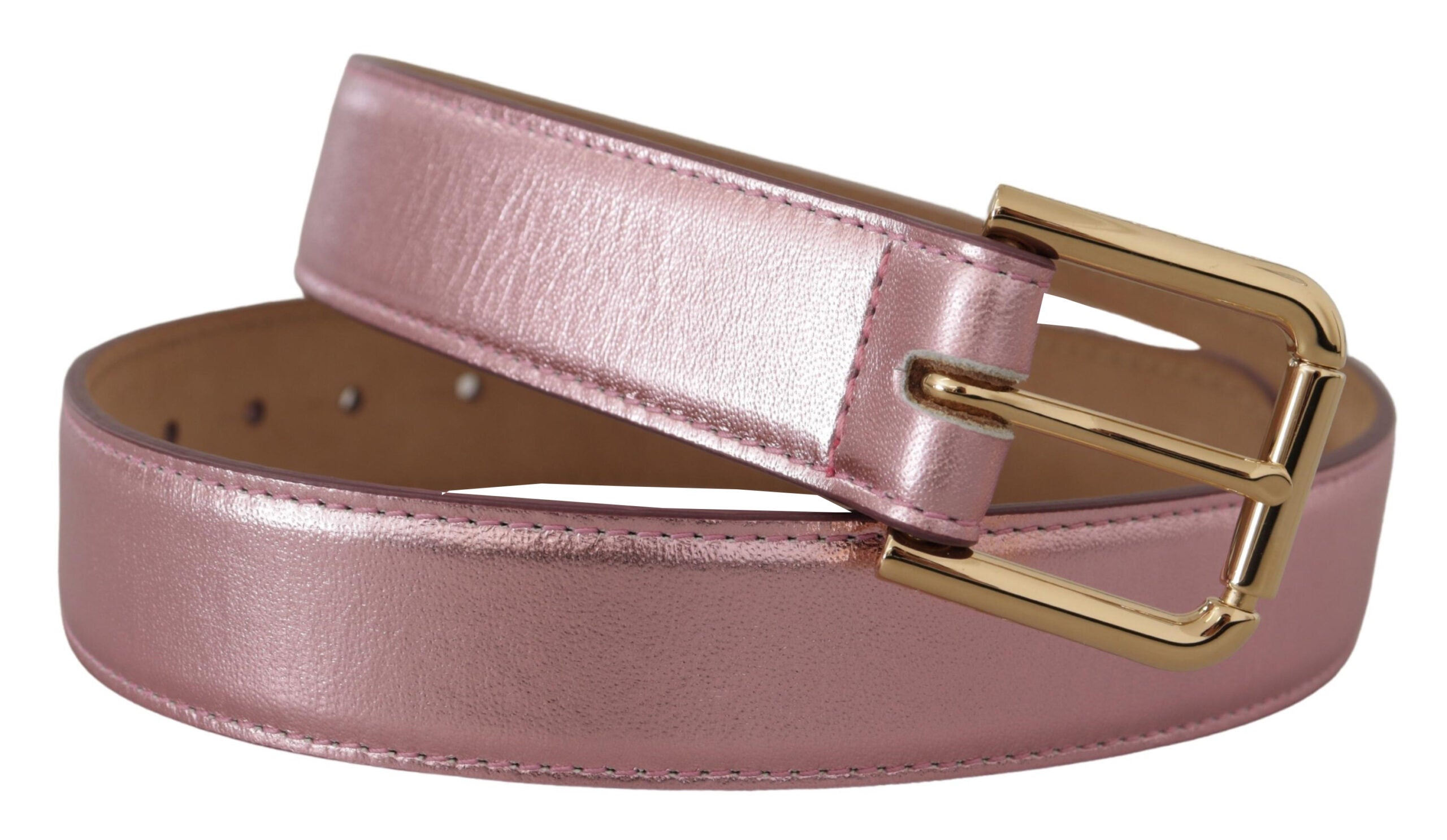 Dolce & Gabbana Eleganter Metallic-Pink-Ledergürtel