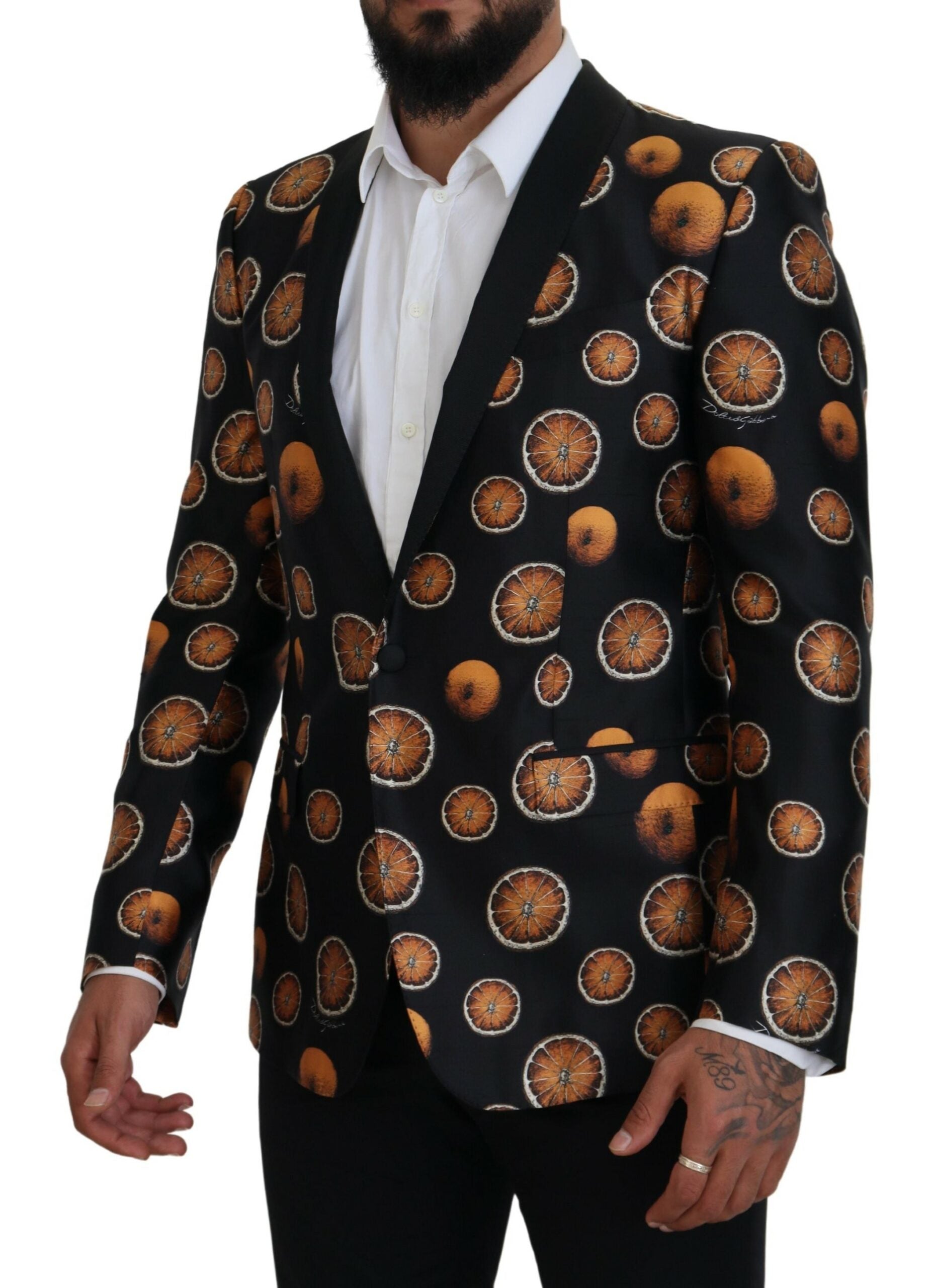 Blazer élégant en soie mélangée noire Martini de Dolce & Gabbana