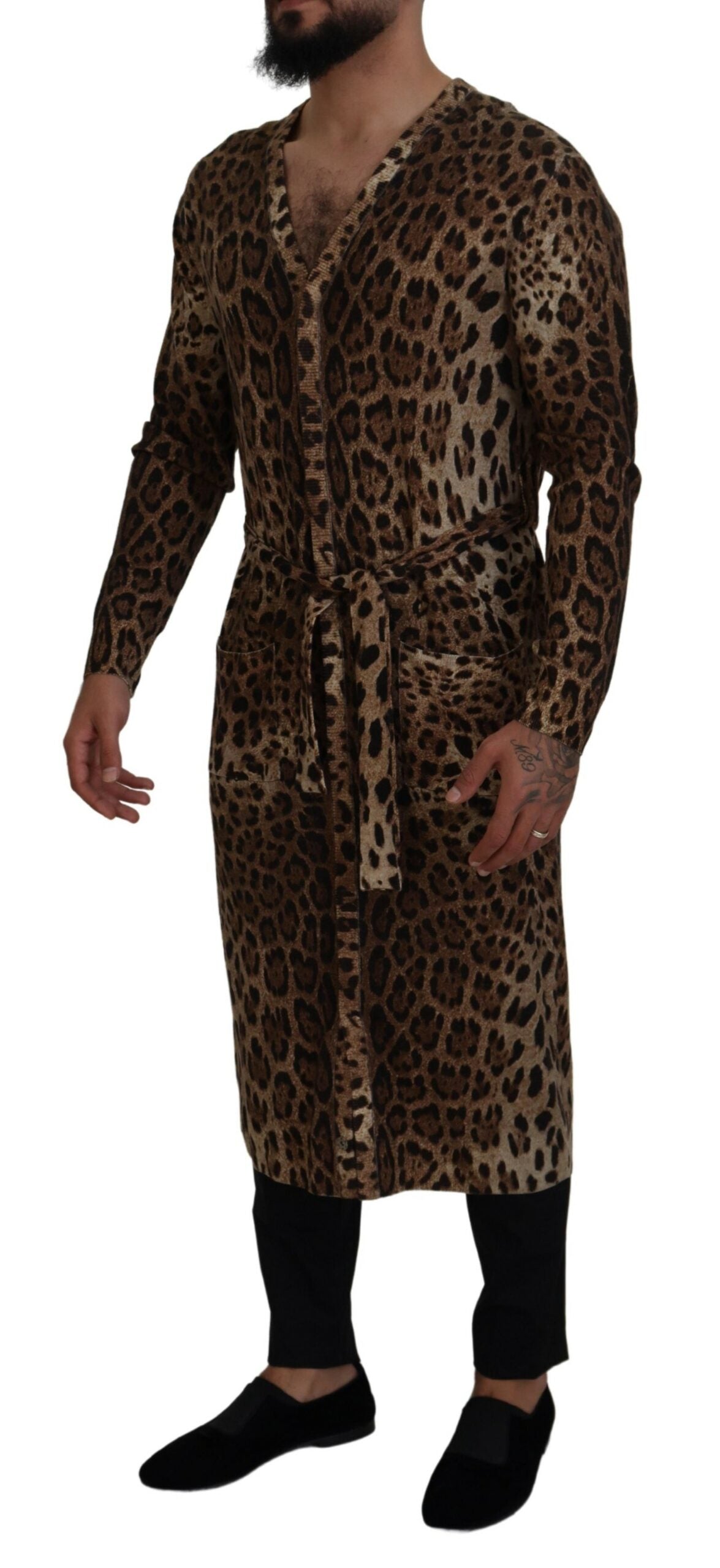 Dolce & Gabbana Elegant Leopard Wool Cardigan Sweater