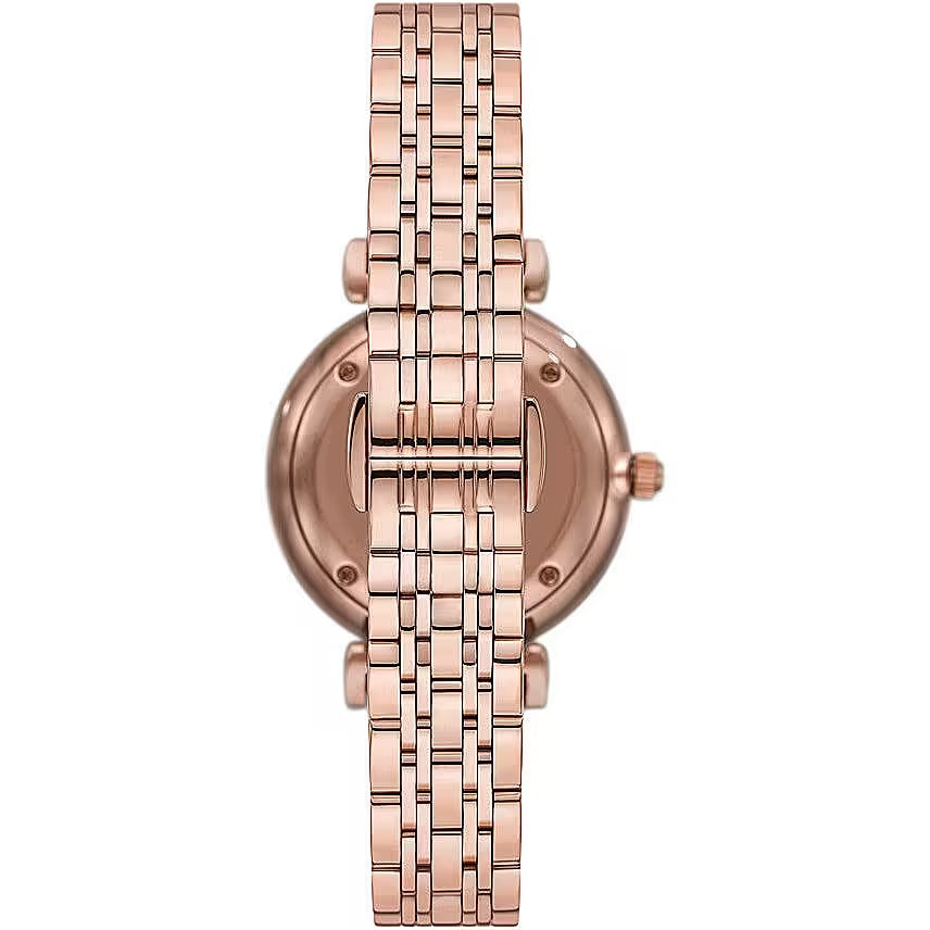 Emporio Armani – Elegante rosa-bronzefarbene Uhr mit Kristallen