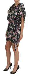 Dolce & Gabbana Elegant Floral Mini Dress with Logo Detail