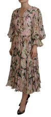 Dolce & Gabbana Floral Silk Maxi Dress with Back Zipper