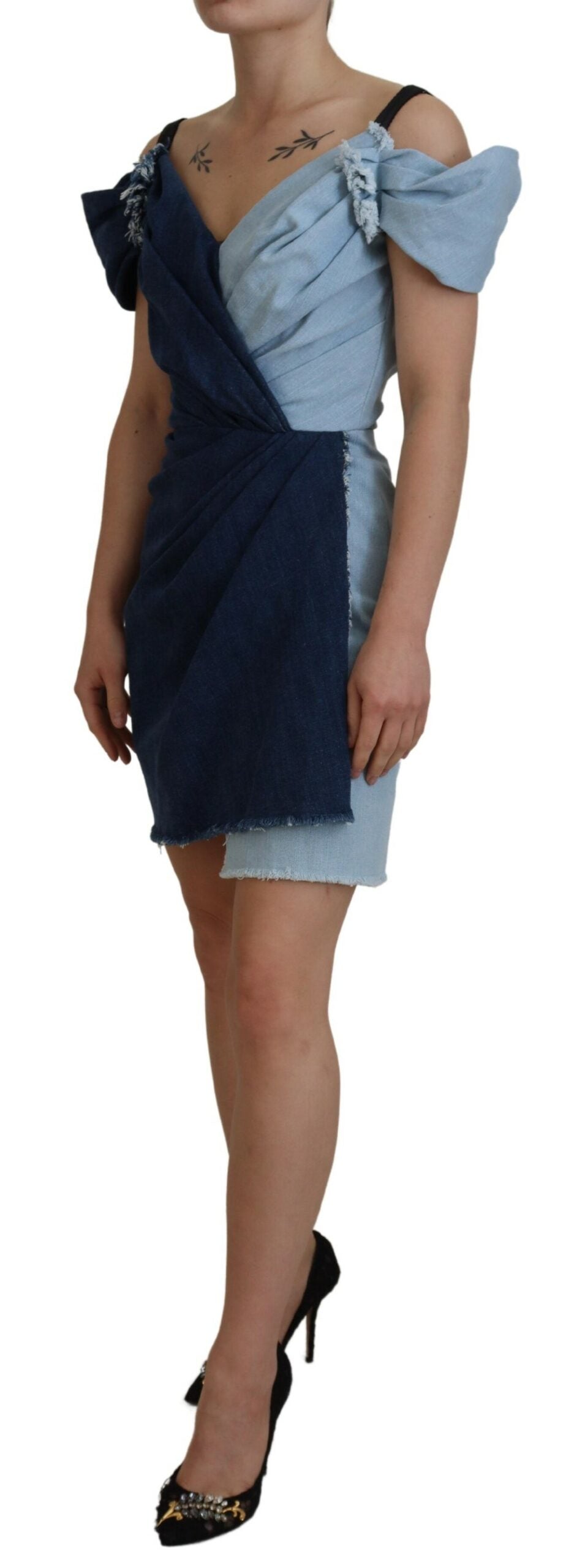 Robe fourreau en denim bicolore chic Dolce & Gabbana