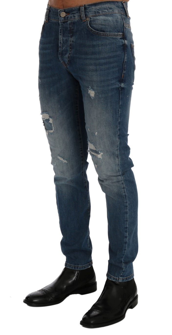 Jean slim bleu coupe slim en denim italien Frankie Morello