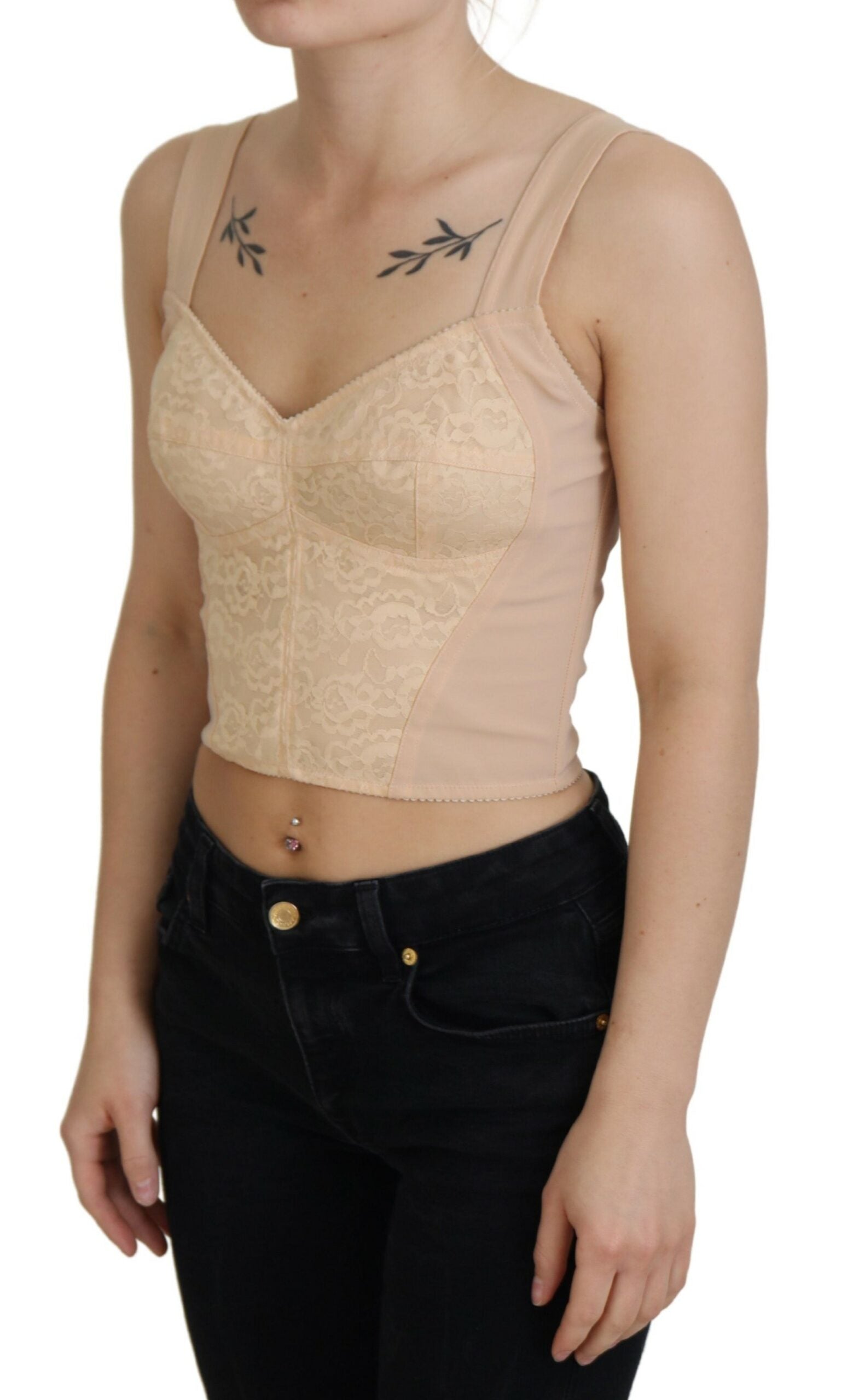 Dolce & Gabbana Elegant Beige Bustier Corset Top