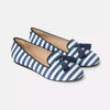 Charles Philip Elegant Striped Silk Moccasins with Suede Tassel