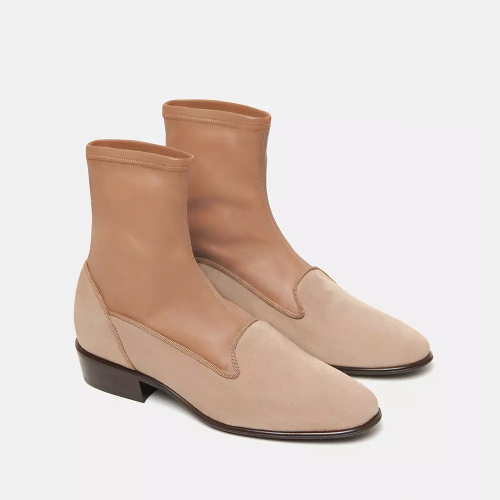 Charles Philip Elegant Suede Ankle Boots in Beige