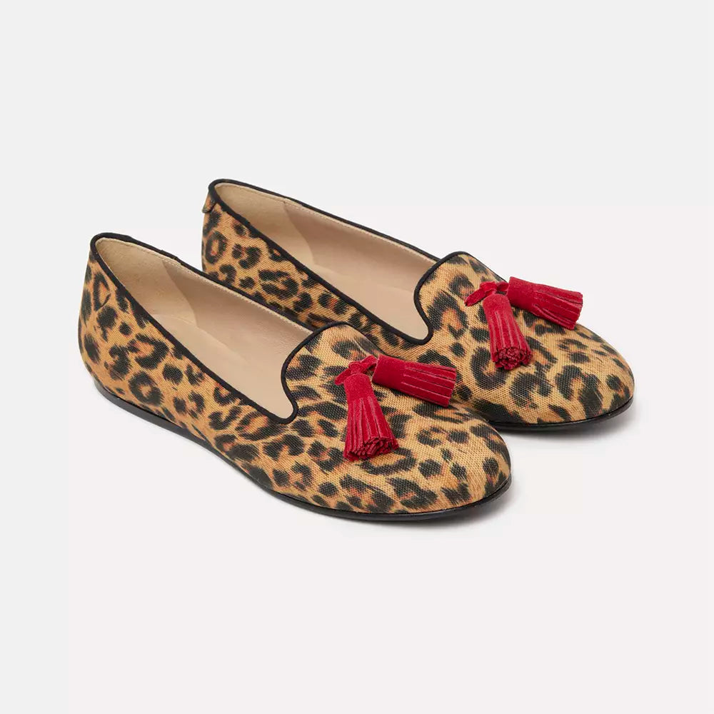 Charles Philip Elegante Seiden-Loafer mit Leopardenmuster