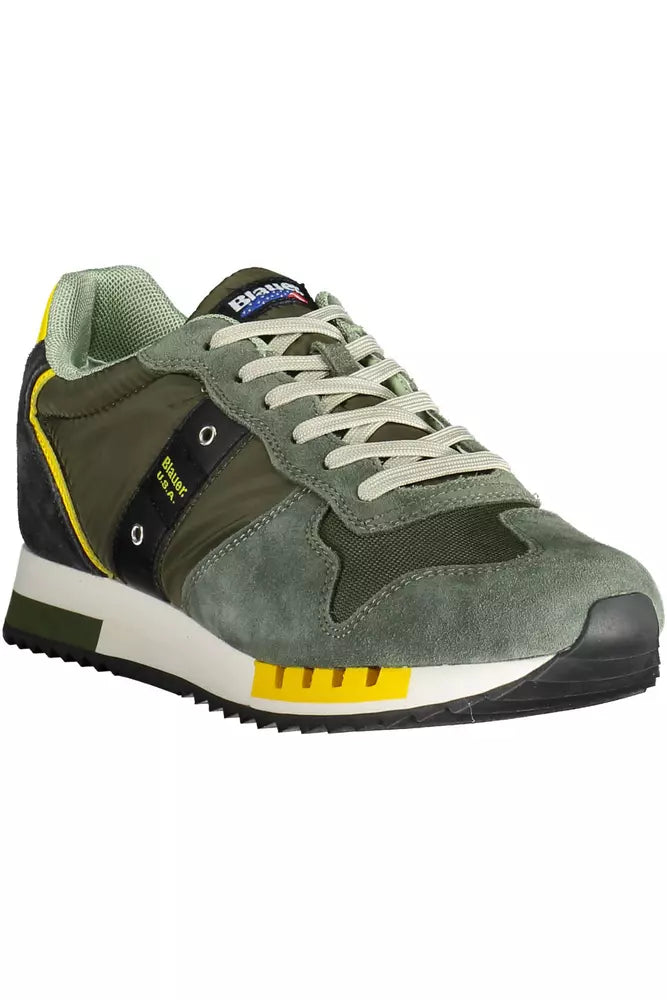 Baskets en cuir vert Blauer pour hommes