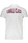 Cavalli Class White Cotton Men Polo Shirt