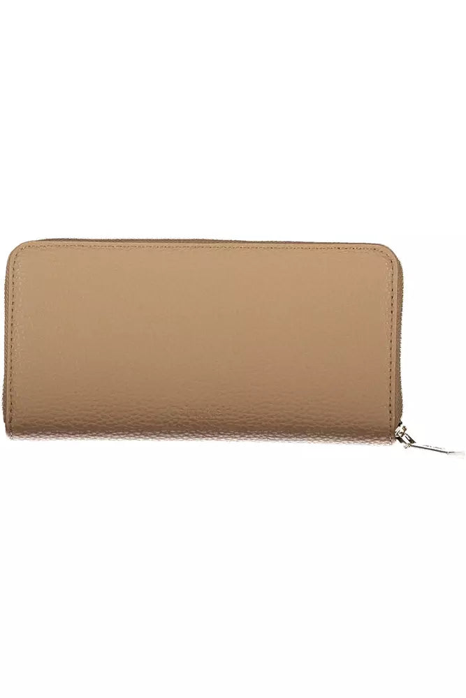 Portefeuille femme en polyester beige Calvin Klein