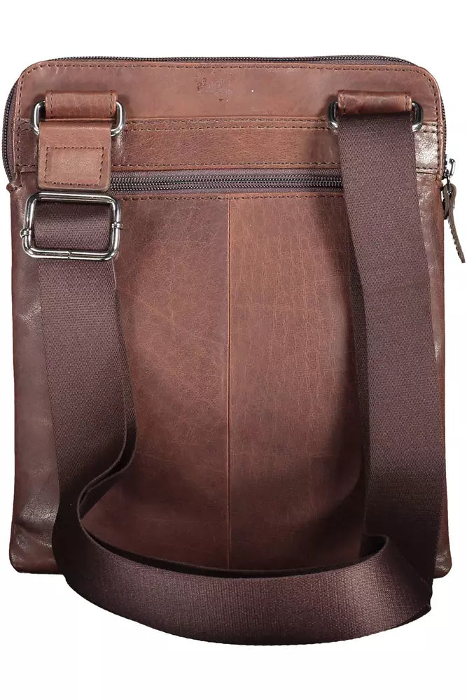 Aeronautica Militare Brown Leather Men Shoulder Bag