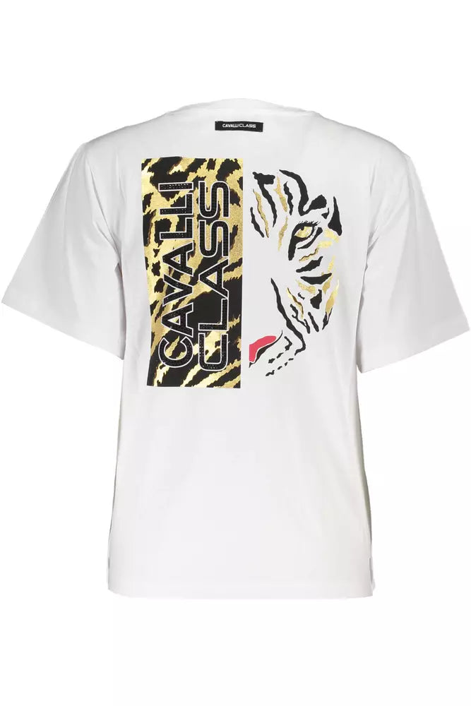 T-shirt en coton blanc pour femme Cavalli Class