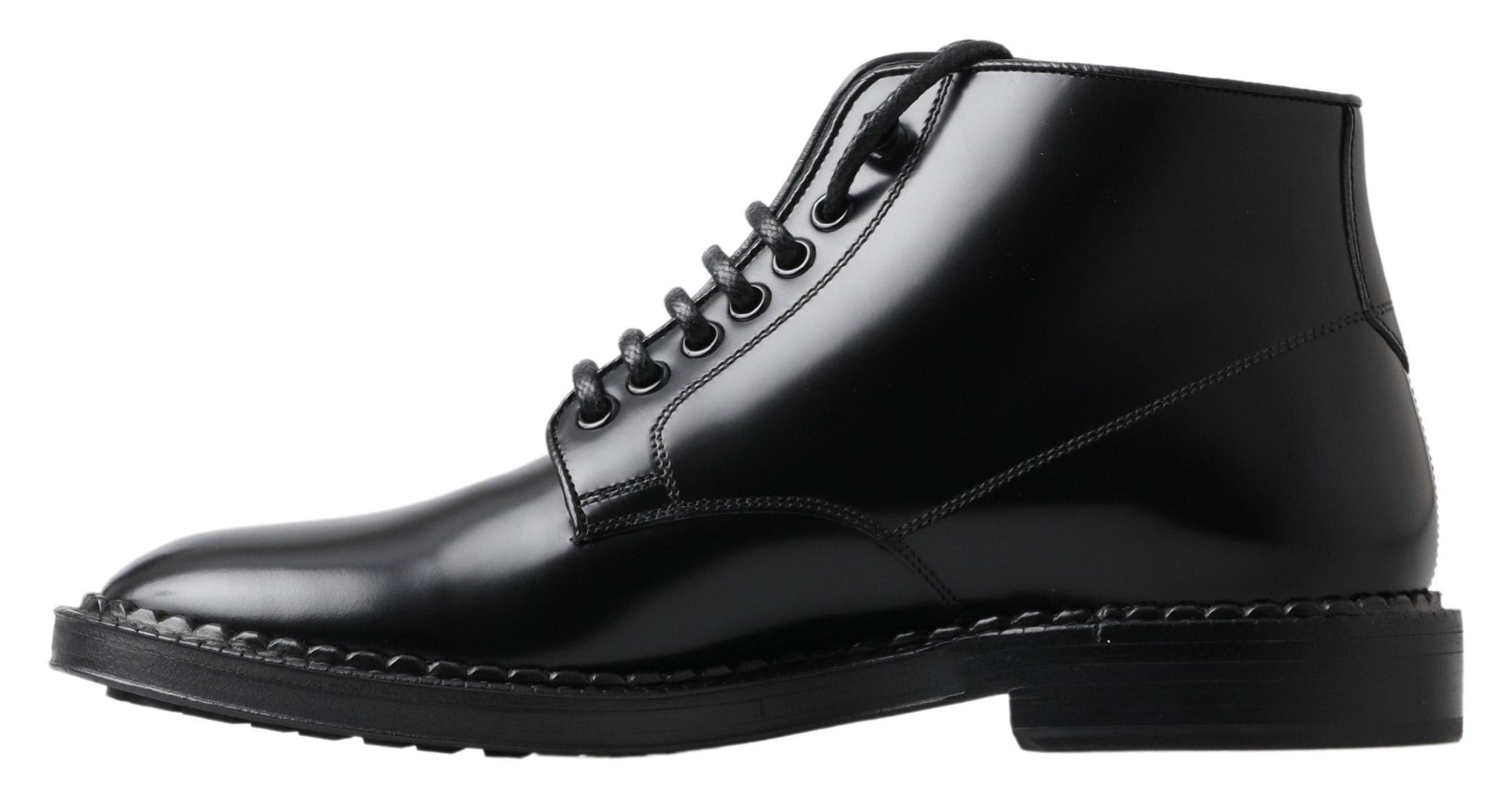 Dolce & Gabbana Elegante schwarze Leder Herrenstiefel