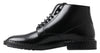 Dolce &amp; Gabbana Elegante schwarze Leder Herrenstiefel